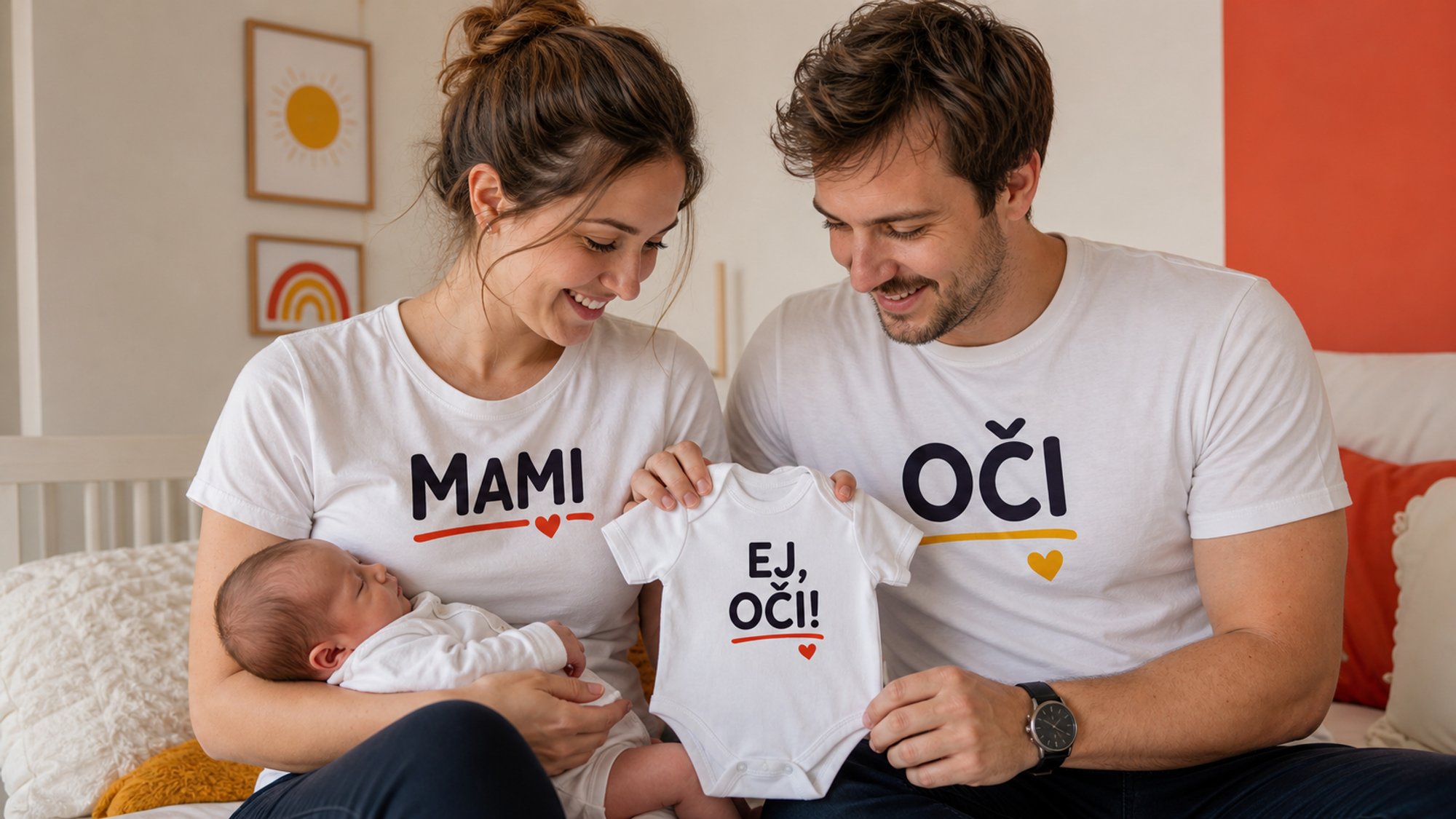 Družinski komplet majic za novo mamico in očka