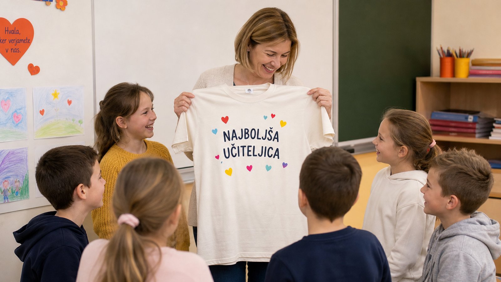 Ilustracija vodiča: Personalizirana majica za učiteljico ali vzgojiteljico: skupinsko darilo, ki ga ne pozabi