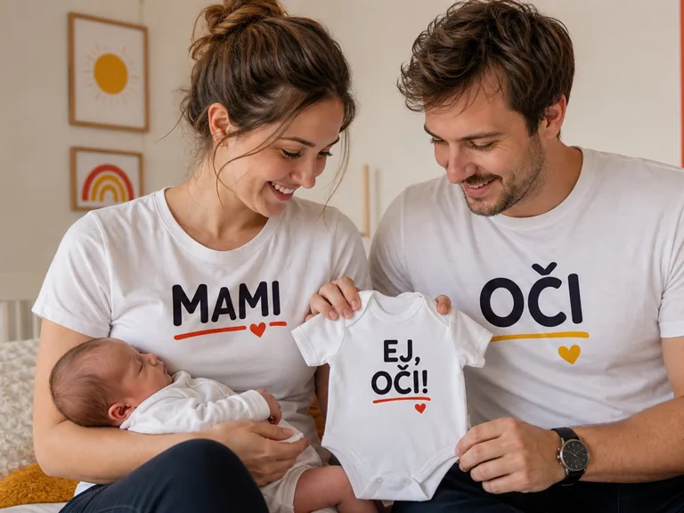 Družinski komplet majic za novo mamico in očka