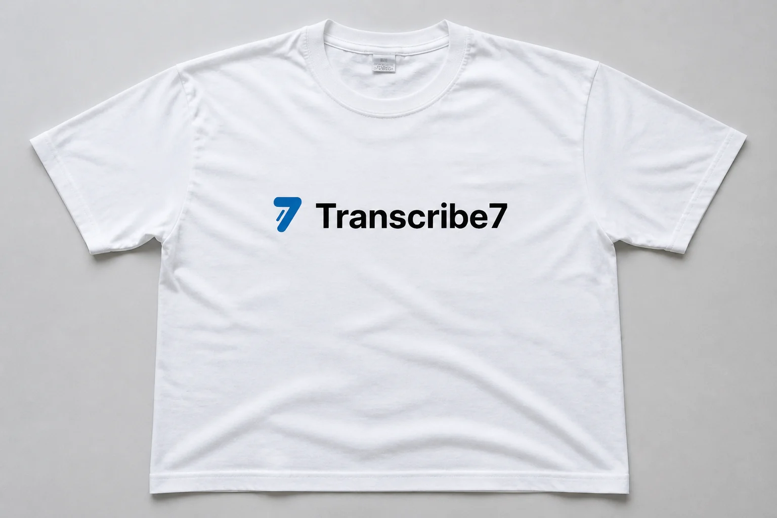 Bela majica z logotipom Transcribe7